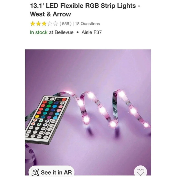 13.1' LED Flexible Strip Rope Light West & Arrow Ombre Color White Pink & Purple - Picture 5 of 7